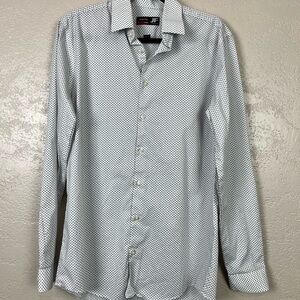 5 for $30 JF J. Ferrar Men's Medium White Black  Button‎ Down Shirt Long Sleeve